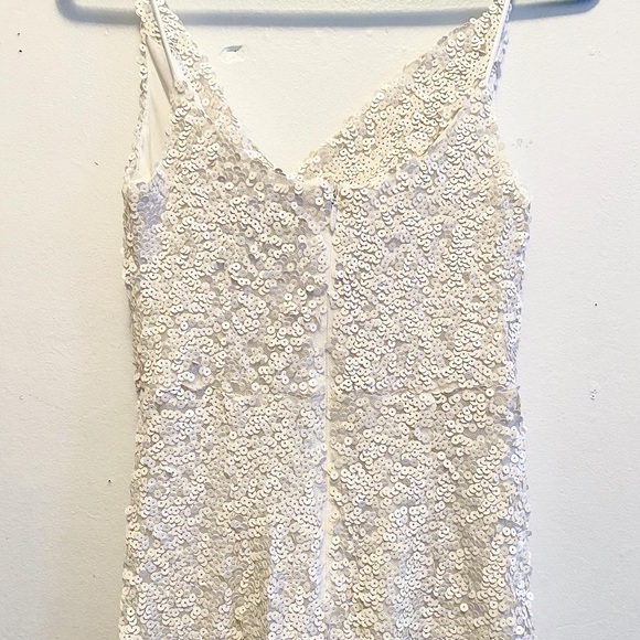 Black Halo Pants & Jumpsuits Eve Lucy Sequin White Jumpsuit 2 New